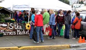 Shoppers look for deals at the first Sitka Farmers Market of the summer on July 18, 2009. 