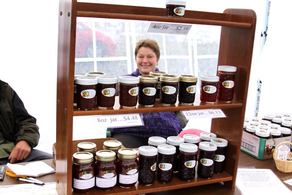 Local gardener Evening Star Grutter of Eve's Farm, shown here with some of her homemade jams during the Aug. 29, 2009, Sitka Farmers Market, will be the guest speaker at April's meeting of the Sitka Gardeners Club