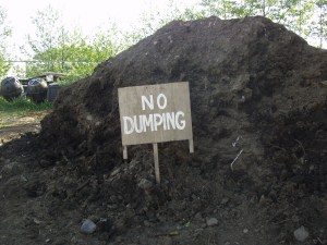 Mound of soil A mound of topsoil at Blatchley Community Gardens