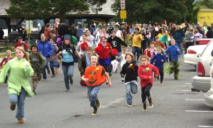 Runners hit the trail during the 14th Annual Running of the Boots race on Sept. 27, 2008, in Sitka.