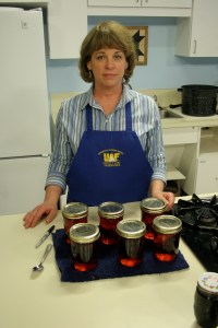 IMG_6683 (1) Dr. Sonja Koukel of the UAF Cooperative Extension Service's Juneau office displays some wild berry preserves