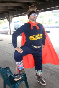 "Hook, Line and Dinner" TV show host Ben Sargent, of the Cooking Channel, showed up in costume to participate in the Sitka Local Foods Network's Running of the Boots fundraiser on Sept. 24, 2011.