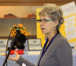 Sitka Mayor Mim McConnell speaks to Sitka residents at the Sitka Health Summit planning day on Friday, Oct. 12, 2012, at Sweetland Hall on the Sheldon Jackson Campus.