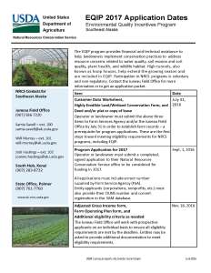 EQIP FY 2017 Dates to Know